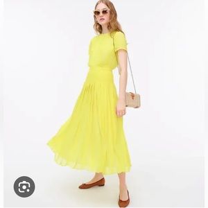 J. Crew Yellow Chiffon Tea Length Dress in size 0.